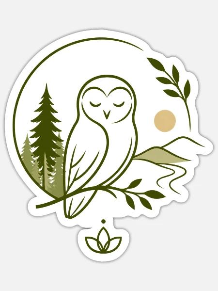 Eule Ruhe Natur - Sticker Größe S (10 x 10 cm) - Mattweiß