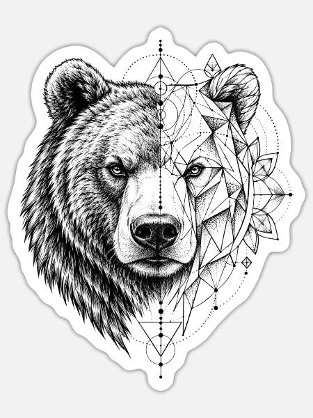 Bär – Stärke der Wildnis - Sticker Größe S (10 x 10 cm) - Mattweiß
