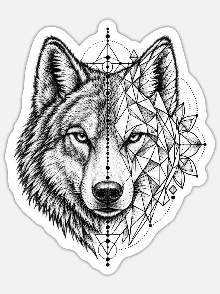 Wolf – Krafttier der Freiheit - Sticker Größe S (10 x 10 cm) - Mattweiß