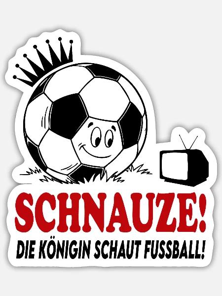 Schnauze Die Königin schaut guckt Fußball - Sticker Größe S (10 x 10 cm) - Mattweiß