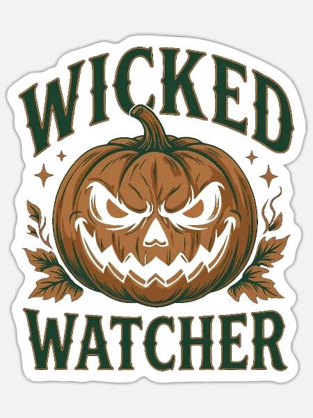 Wicked Watcher Pumpkin Design - Sticker Größe S (10 x 10 cm) - Mattweiß