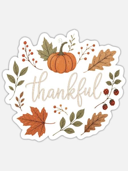 Kürbis Botanisches Herbst Design - Sticker Größe S (10 x 10 cm) - Mattweiß