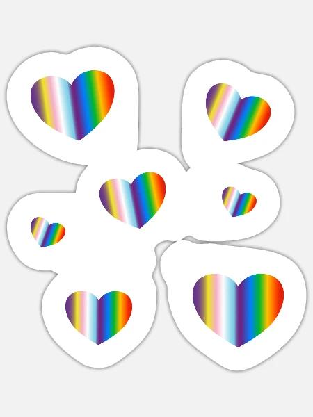 Inklusive Pride-Flagge Herzen - Sticker Größe S (10 x 10 cm) - Mattweiß