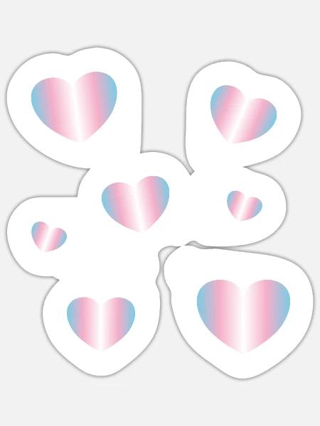Trans Flag Hearts - Sticker Größe S (10 x 10 cm) - Mattweiß