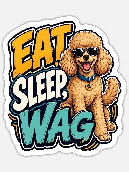 Pudel - Sticker Größe S (10 x 10 cm) - Mattweiß