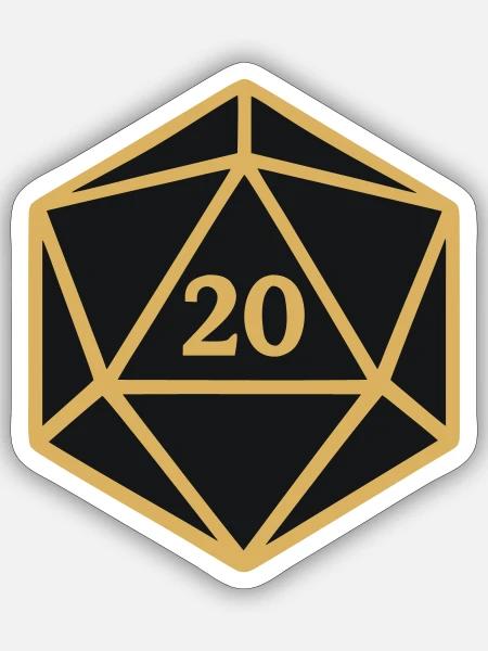 D20 Wuerfel Rollenspiel Icon - Sticker Größe S (10 x 10 cm) - Mattweiß