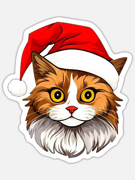 Katzen Christmas - Sticker Größe S (10 x 10 cm) - Mattweiß