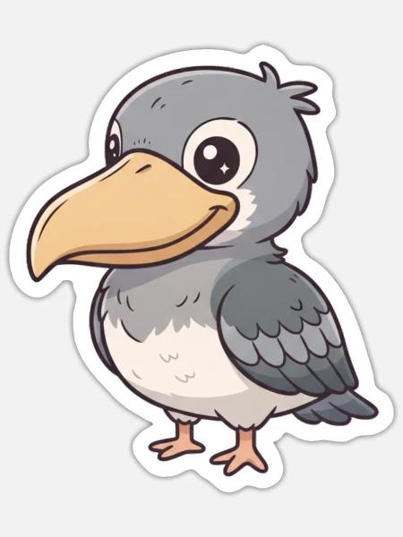 Schuhschnabel Vogel - Sticker Größe S (10 x 10 cm) - Mattweiß