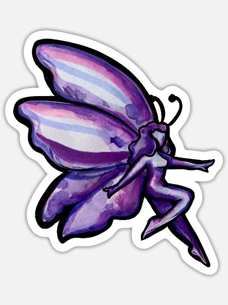 Lila Traumflügel-Fee - Sticker Größe S (10 x 10 cm) - Mattweiß