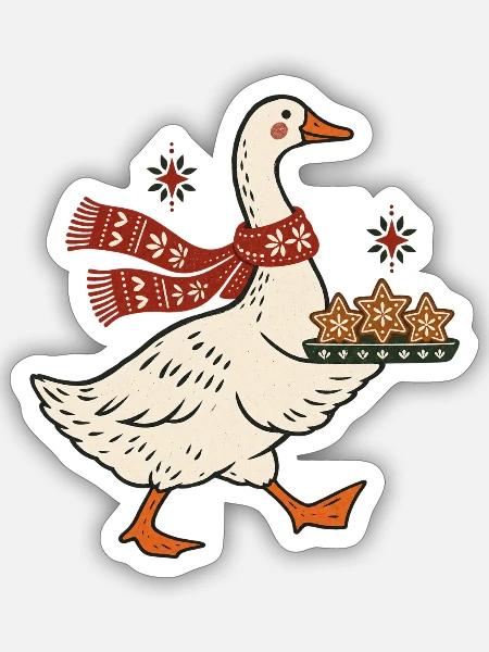 Weihnachtsgans Plätzchen Backen Weihnachtsbäckerei - Sticker Größe S (10 x 10 cm) - Mattweiß