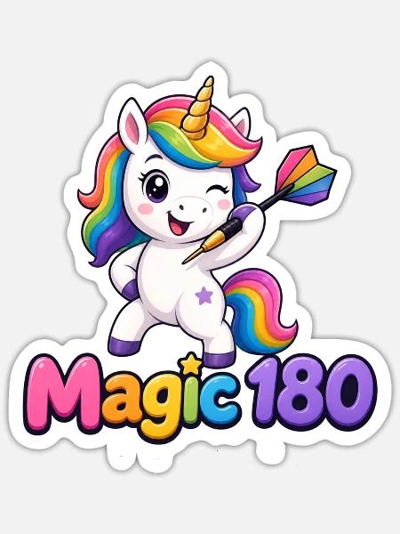 DARTZWERGE - Dart-Einhorn - Sticker Größe S (10 x 10 cm) - Mattweiß