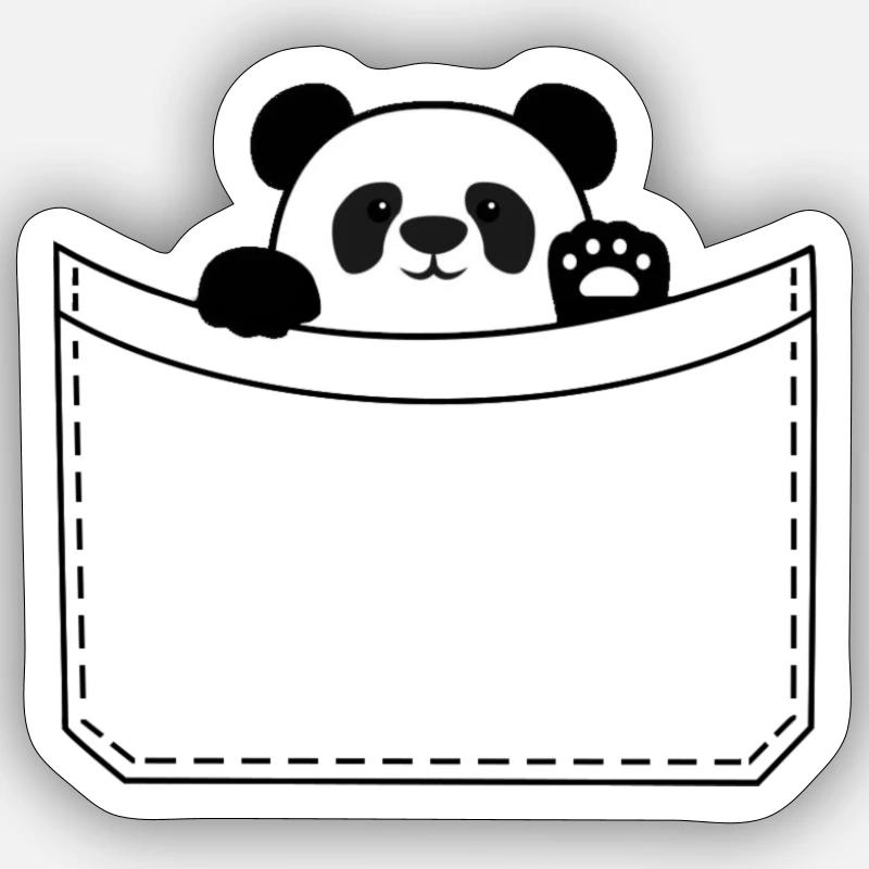 Panda pocket - Sticker size S (10 x 10 cm) - white matte