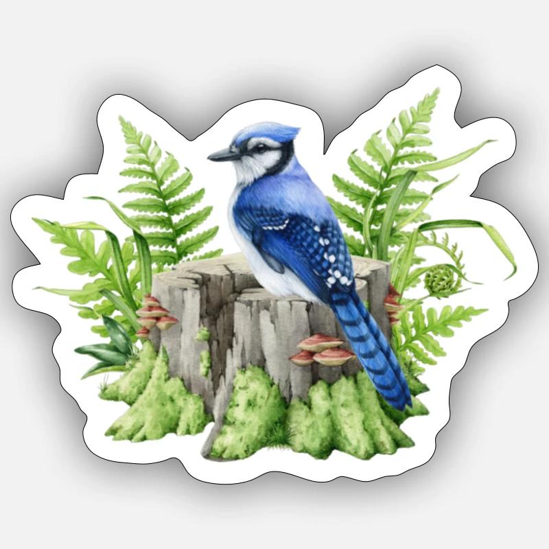 Blue jay - Sticker size S (10 x 10 cm) - white matte