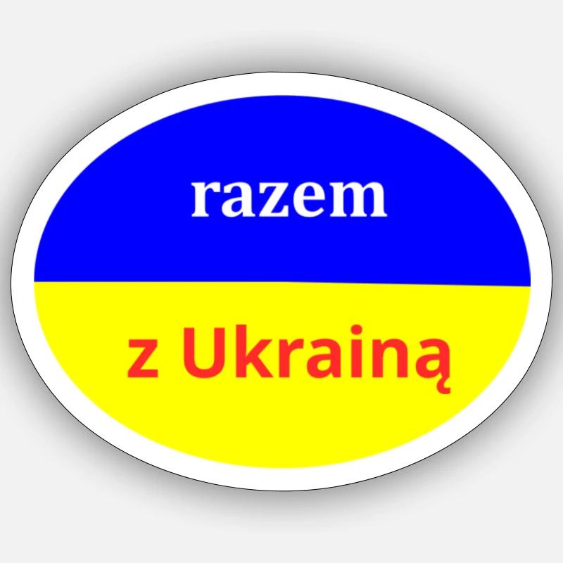 avec l’Ukraine - Sticker taille S (10 x 10 cm) - blanc mat