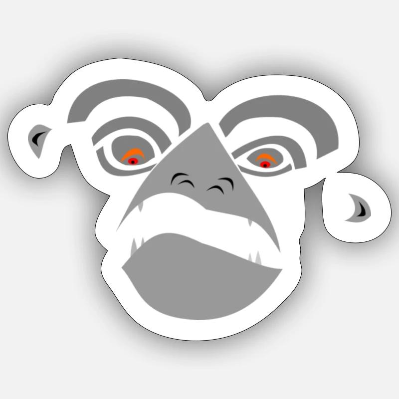Angry and determined monkey face Sticker size S (10 x 10 cm)
