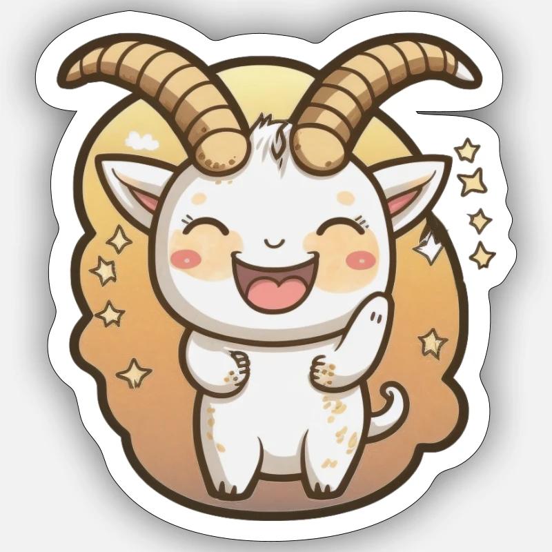 Süße Steinbock Sternzeichen Sticker Größe S (10 x 10 cm)