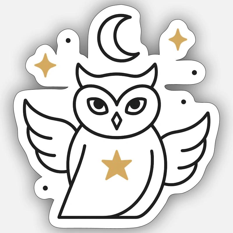 Moonlit Night Owl with Starlight Sticker size S (10 x 10 cm)