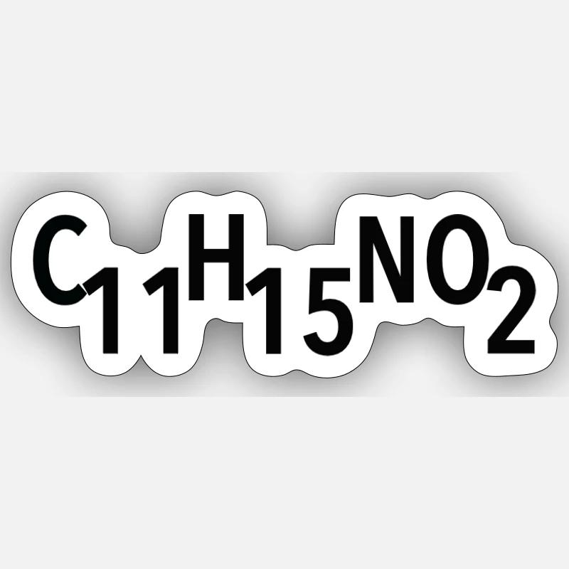3,4-méthylènedioxy-N-méthylamphétamine - Sticker taille S (10 x 10 cm) - blanc mat
