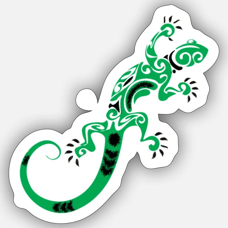 Green ornamental gecko pattern - Sticker size S (10 x 10 cm) - white matte