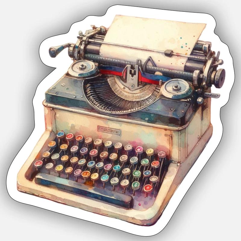 Vintage Typewriter Sticker size S (10 x 10 cm)