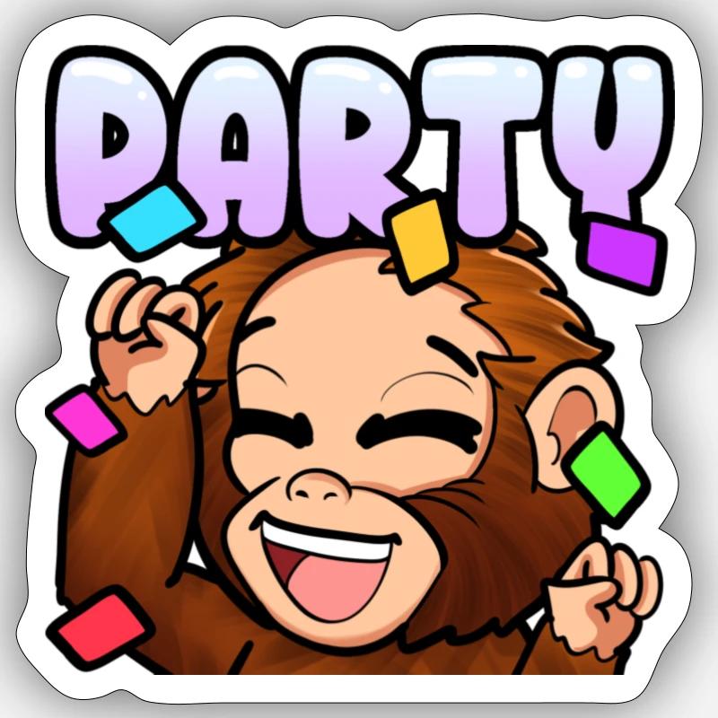 Party monkey - Sticker size S (10 x 10 cm) - white matte