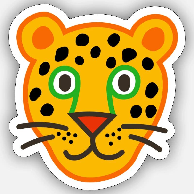 Niedliche Leopardengesicht Illustration - Sticker Größe S (10 x 10 cm) - Mattweiß