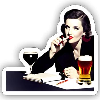 Woman with cigarette and beer - Sticker size S (10 x 10 cm) - white matte - Front