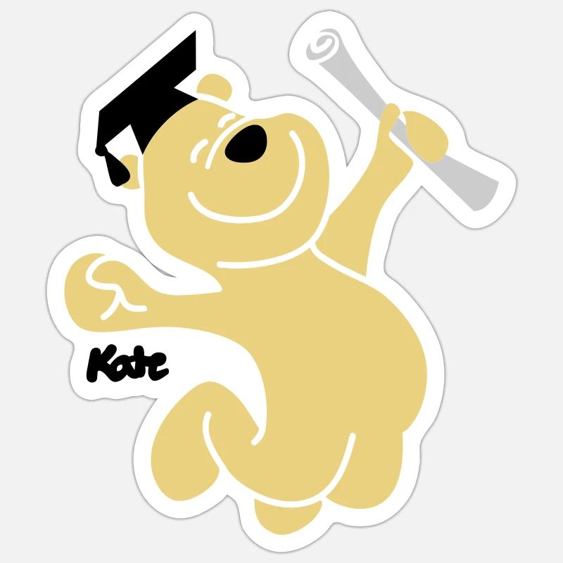 ours diplôme (3f) - Sticker taille S (10 x 10 cm) - blanc mat