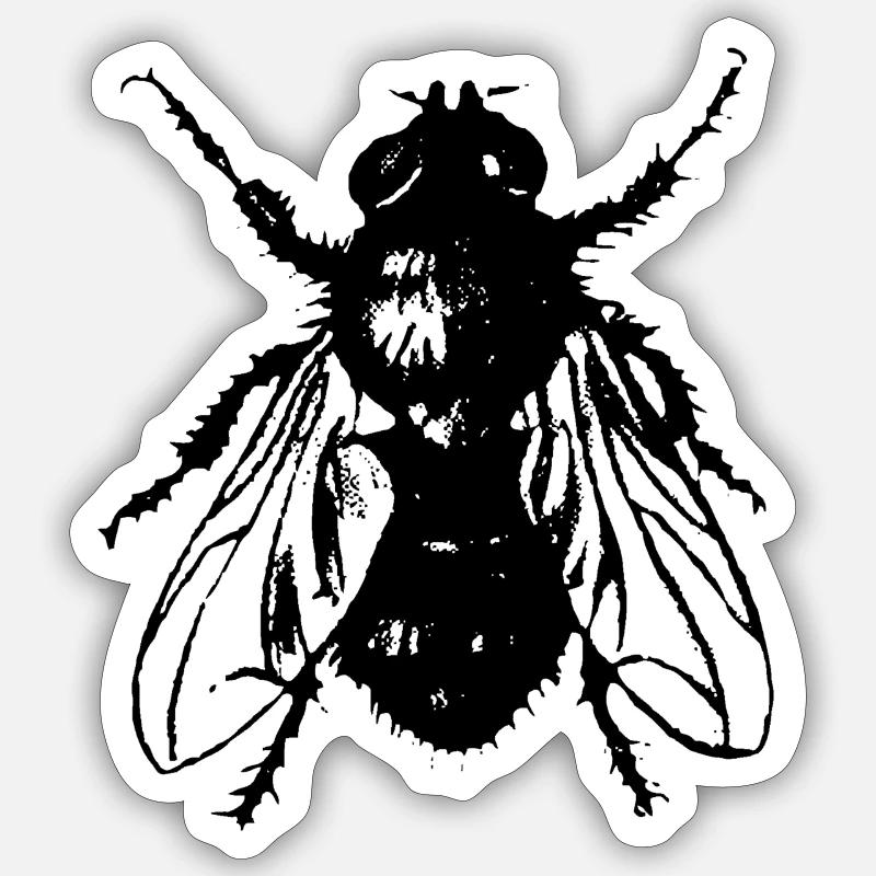 Fliege - Sticker Größe S (10 x 10 cm) - Mattweiß