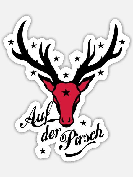 Hirsch auf der Pirsch - Sticker Größe S (10 x 10 cm) - Mattweiß