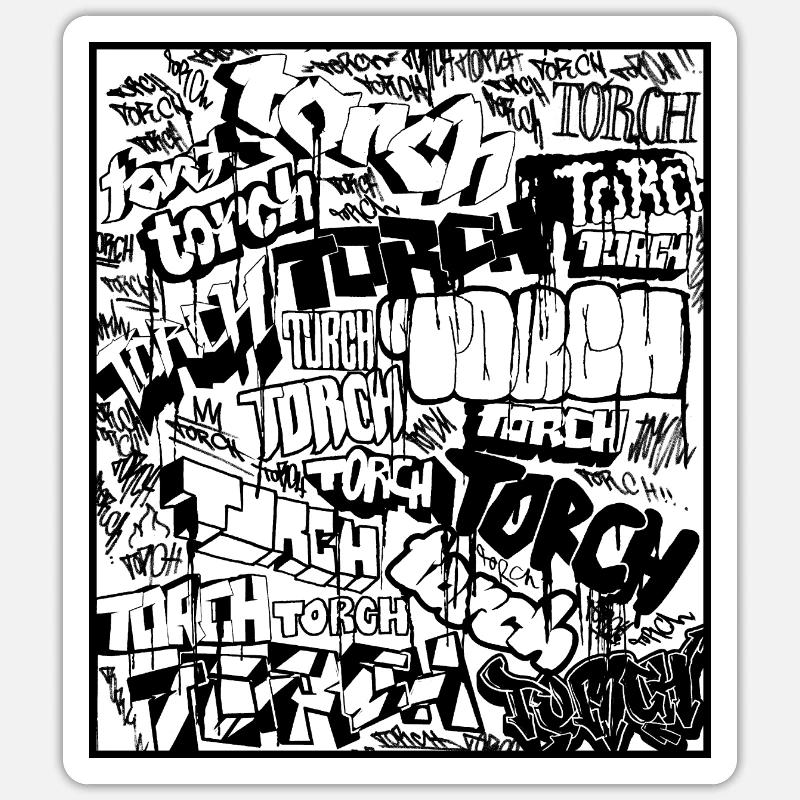 Torch Frederick Graffiti - Sticker Größe S (10 x 10 cm) - Mattweiß