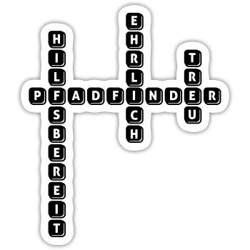 Pfadfinder Kreuzworträtsel - Sticker Größe S (10 x 10 cm) - Mattweiß - Vorne