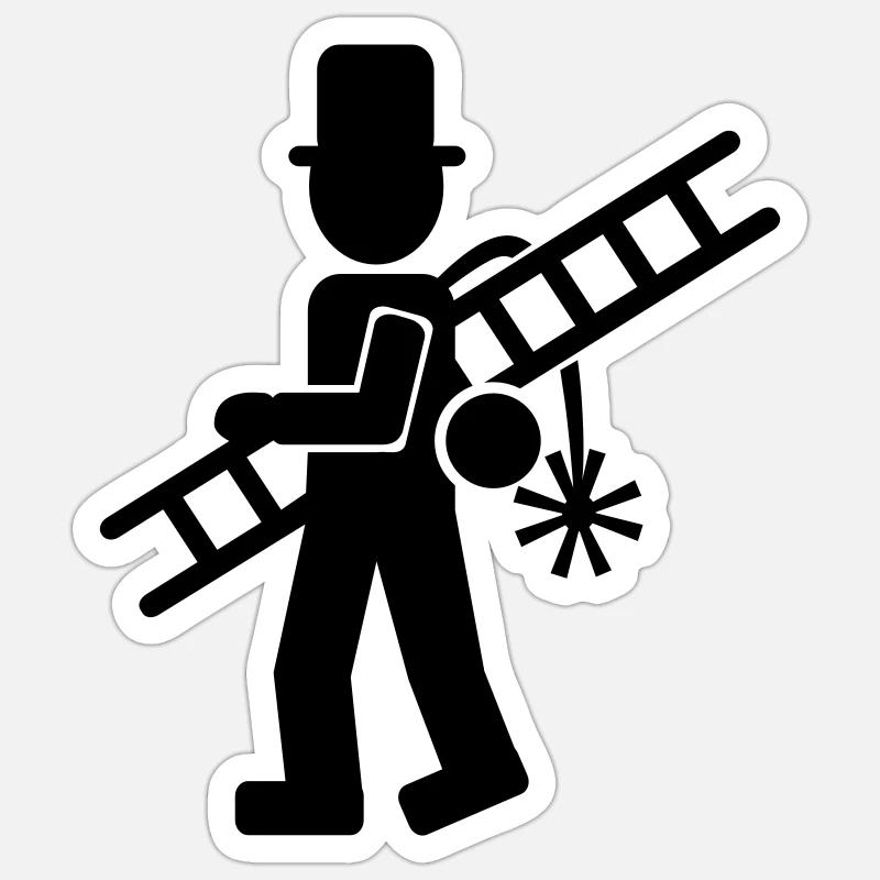 Schornsteinfeger - Sticker Größe S (10 x 10 cm) - Mattweiß