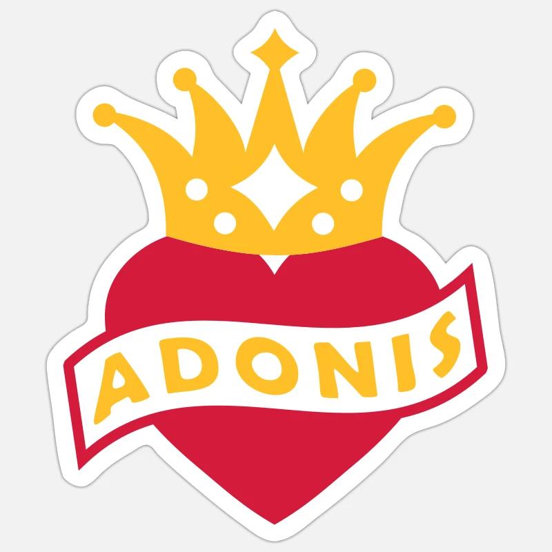 Mit Herz & Krone - ADONIS - Sticker Größe S (10 x 10 cm) - Mattweiß