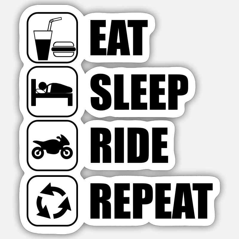 eat sleep ride - Sticker taille S (10 x 10 cm) - blanc mat