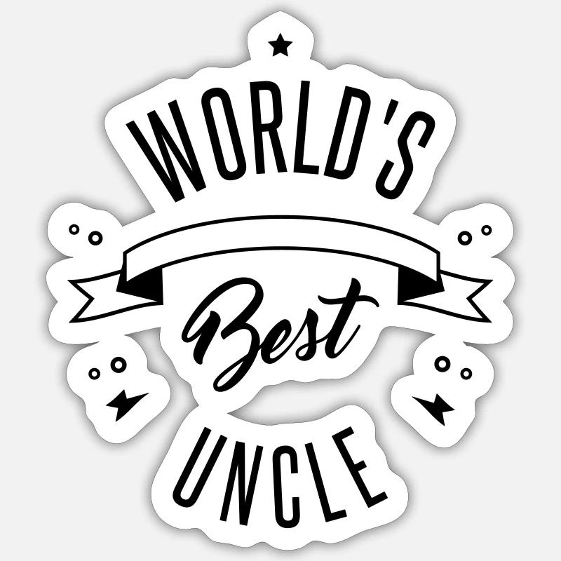 WORLD'S BEST UNCLE - Sticker taille S (10 x 10 cm) - blanc mat