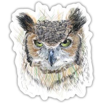 Owl - Sticker size S (10 x 10 cm) - white matte - Front