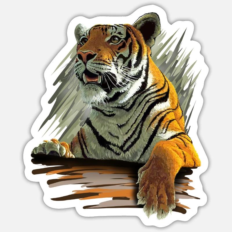 Tiger - Sticker Größe S (10 x 10 cm) - Mattweiß