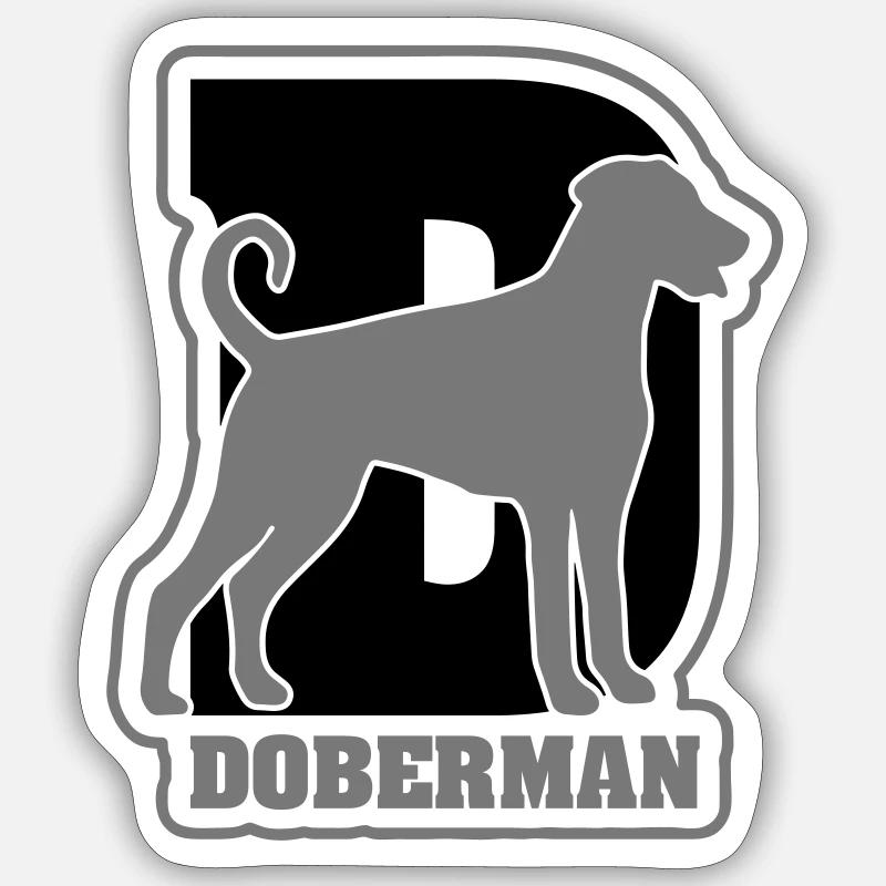 Dobermann D - Sticker taille S (10 x 10 cm) - blanc mat