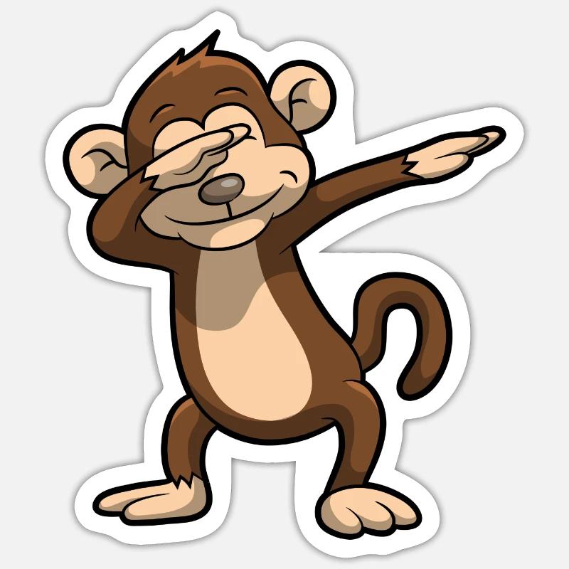 Dabbing monkey funny gift kid birthday - Sticker size S (10 x 10 cm) - white matte