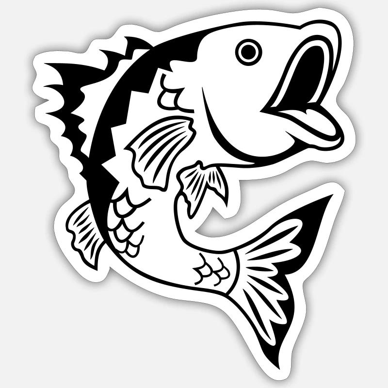 poisson - Sticker taille S (10 x 10 cm) - blanc mat