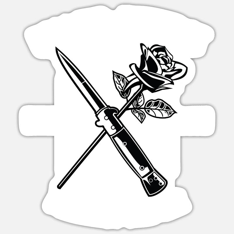 Falling In Reverse Liebe Hass Rose Messer Forever - Sticker Größe S (10 x 10 cm) - Mattweiß