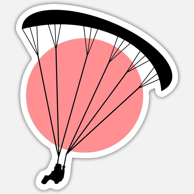 Paraglider Sunset Vector - Sticker taille S (10 x 10 cm) - blanc mat