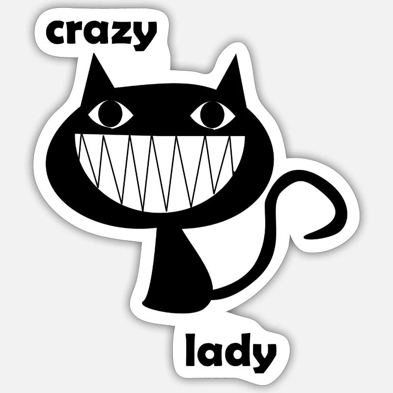 Crazy Cat Lady - Sticker Größe S (10 x 10 cm) - Mattweiß