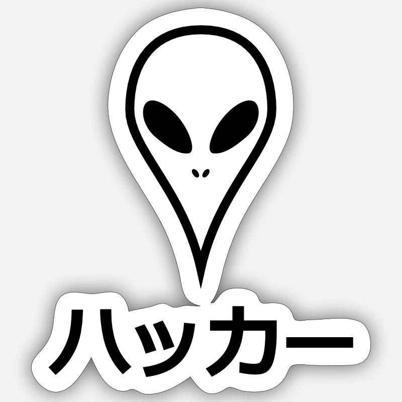 Japanischer Hacker Alien Sticker Größe S (10 x 10 cm)