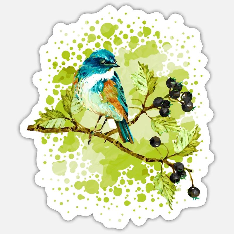 oiseau - Sticker taille S (10 x 10 cm) - blanc mat