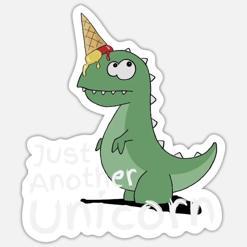 Eiscreme Dino Einhorn lustiger TRex Eis Geschenk Sticker Größe S (10 x 10 cm)