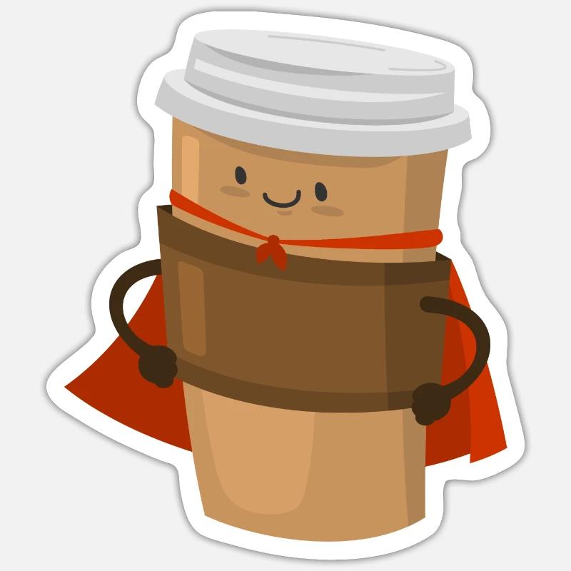 Kaffee Superheld Superhelden Superkräfte Coffee - Sticker Größe S (10 x 10 cm) - Mattweiß