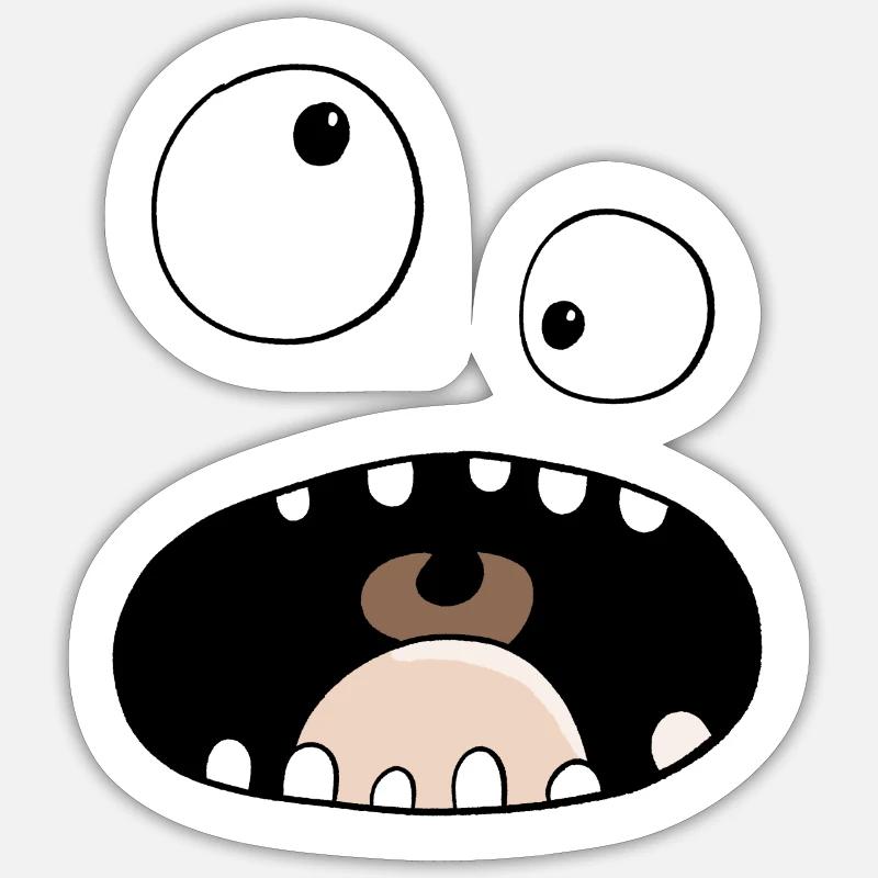 Funny Comic Monster Gesicht - Sticker Größe S (10 x 10 cm) - Mattweiß
