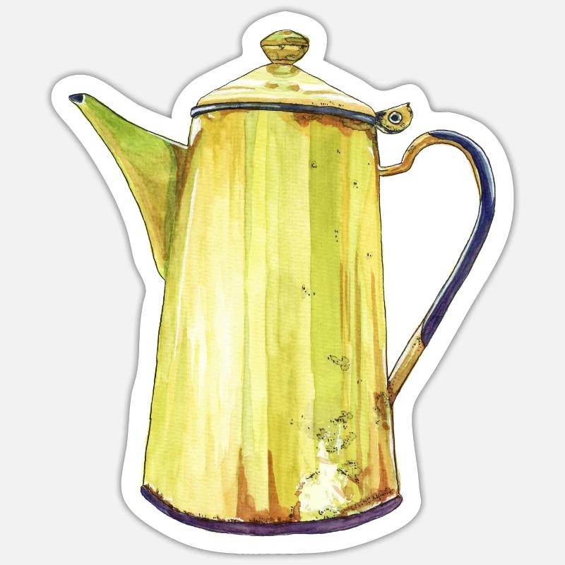 cafetière - Sticker taille S (10 x 10 cm) - blanc mat